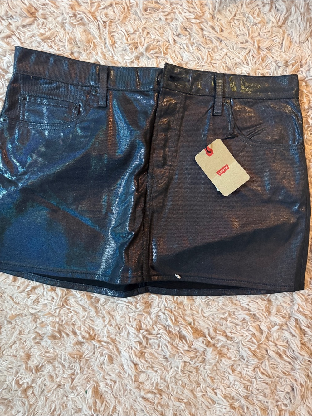 Levi's Iridescent Black Coated Mini Skirt